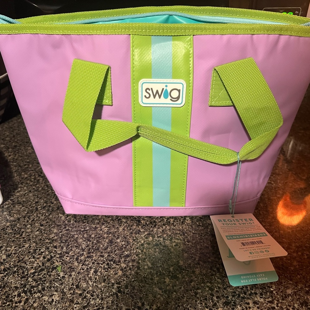 Swig Pink and Green Tote Bag